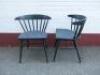 Set of 6 Black Wooden Spindle Back Dining Chairs with Cloth Padded Seat Cushion. - 3