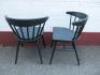 Set of 6 Black Wooden Spindle Back Dining Chairs with Cloth Padded Seat Cushion. - 4