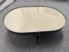 Designer Style Small Black Metal Cofee Table with Wood & Glass Top. Size H25 x W75 x D50cm. - 4