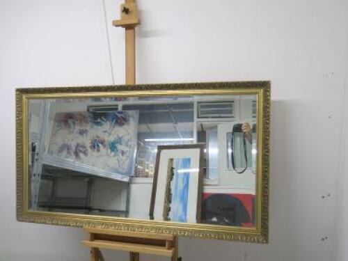 Large Gold Coloured Guilt framed Reproduction Bevelled Edge Mirror. Size H72 x 130cm.