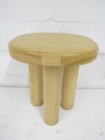 Designer Style Solid Oak & Ply, Waxed Wood Stool, Size H51 x W45 x D45cm.