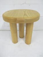 Designer Style Solid Oak & Ply, Waxed Wood Stool, Size H51 x W45 x D45cm.