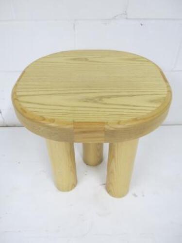 Designer Style Solid Oak & Ply, Waxed Wood Stool, Size H51 x W45 x D45cm.