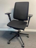 Profim Light Up 250S, Adjustable office Chair with Black Mesh Back & Upholstered Seat. DOM 11/18.