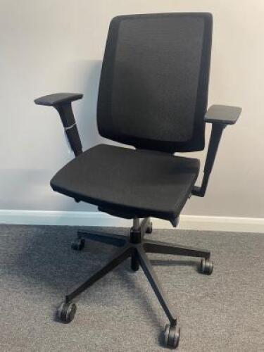 Profim Light Up 250S, Adjustable office Chair with Black Mesh Back & Upholstered Seat. DOM 11/18.
