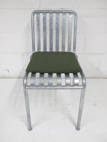 Hay Palissade Hot Galvanised Steel Outdoor Chair. Comes with Hay Palissade Seat Pad Cushion in Green, Size H80 x W125 x D70cm.