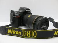 Nikon D810 Digital Camera Body, S/N 6032773 with Nikon AF-S NIKKOR 24-70MM F/2.8G ED Nano Crystal Coat Lens, S/N 1071274. Comes with 1 x Nikon EN-EL15 70V 1900mAh Battery, Nikon Shoulder Strap & Lens Manual.