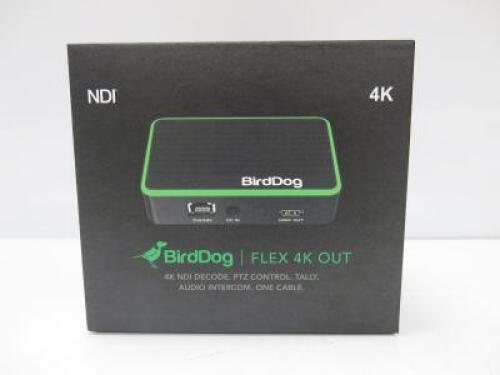 Boxed BirdDog Flex 4k Out Unit, Model Flex Decode with Power Supply.