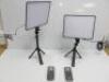 2 x Viltrox Panel LED Dimmable Light, Model VL-200T. Comes with 2 x Remotes, 2 x Power Supplies & 2 x Joby Tripods. - 2