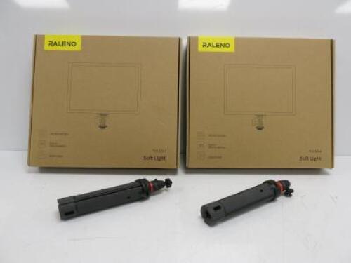 2 x Raleno LED Video Soft Light Panel with LCD Display, Model PLV-S192. Comes with 2 x Joby Tripod. Comes in Original Packaging.