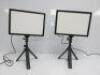 2 x Raleno LED Video Soft Light Panel with LCD Display, Model PLV-S192. Comes with 2 Power Supplies & 2 x Joby Tripod.