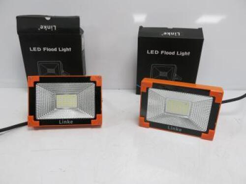 2 x Linke LED Flood Lights, Model FLA035. Comes in Original Boxes and Appear Unused.