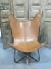 Ian Snow Tan Brown Leather Butterfly Chair.