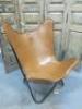 Ian Snow Tan Brown Leather Butterfly Chair. - 2