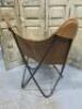 Ian Snow Tan Brown Leather Butterfly Chair. - 3