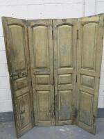 Ian Snow Repurposed Indian Antique, Fold Out Room Divider in Wood with Decorative Tin Panel. Size H179 x W144cm.