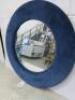 Indian Made Navy Velvet Round Mirror. Size D80cm. - 3