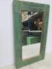 Reclaimed Wooden Mirror Distressed in Green, Size H53 x W31cm. - 2