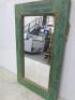 Reclaimed Wooden Mirror Distressed in Green, Size H53 x W31cm. - 3