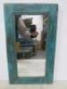 Reclaimed Wooden Mirror Distressed in Teal, Size H52x W30cm. - 2