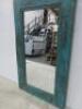 Reclaimed Wooden Mirror Distressed in Teal, Size H52x W30cm. - 4