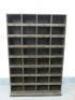 Large Wooden 32 Pigeon Hole Storage Unit, Size H185 x W120 x D30cm.