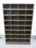 Large Wooden 32 Pigeon Hole Storage Unit, Size H185 x W120 x D31cm.