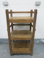 Indian Vintage Wooden 3 Shelf Unit in Natural. Size H122 x W63 x D47cm.