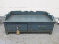 Vintage Wooden 2 Drawer Low Table with 2 Draws in Blue. H40 x W98 x D48cm.