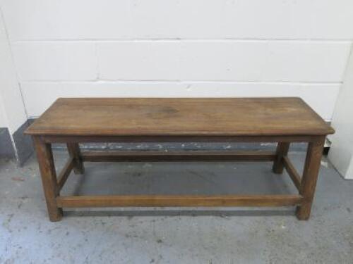 Wooden Bench with Stretchers in Natural. Size H45 x W122 x D39cm.