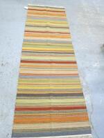 Ooty Stripe Indian Kilim Rug, 80% Wool & 20% Cotton, Size 75 x 240cm.