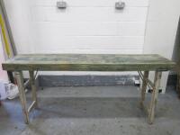 Vintage Trestle Table with Folding Legs in Green. Size H67 x W176 x D42cm.