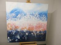 Abstract Oil On Stretched Canvas, Size H100 x W100cm.