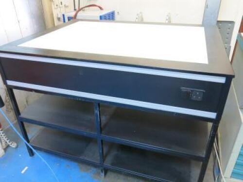 Light Table with Shelves Under. Size H90 x 132 x D102cm.