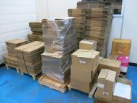 9 x Small Pallets of Assorted Cardboard Boxes, Envelopes, Packing Tape, Rubber Bands & Other (As Pictured/Viewed).