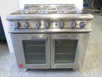 Falcon Gas 6 Ring 2 Door Oven on Castors, Model E3101 OTC 6HP, 3 Phase, 2019. Size H90 x W90 x D86cm.