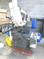 Bauer Maschinenbau Band Saw, Model S320 DG-L, S/N 15-96013, DOM 2015, Saw Blade 4150 x 34 x 1. Comes with In Roller Track Feed Table, Size L270 x W63cm, Out Roller Track Feed Table, Size L600 x W63cm and 5 x Boxes of Arntz Blades to Include: 4150mm & 2925