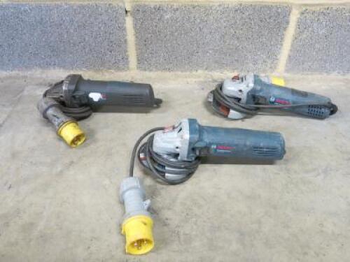 3 x Bosch Disc Grinders to Include: 2 x Professional GWS 750 & 1 x Professional GWS 7-115, 110v.