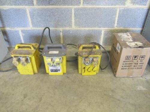 4 x 3.0KVA Transformers (1 New/Boxed) & Quantity of 110v Extension Leads.