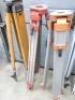 Large Quantity of Tools to Include: 4 x Tripods, 3 x Sledge Hammers, Pick Axe, Spade, Level, 6 x Brooms, Wickes Vaccum Cleaner, Draper Spiral Mixer, 110v with 4 x Assorted Sized Attachments, 2 x Bolt Cutters, Wrench etc (As Viewed/Pictured). - 4