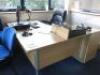 Large Quantity of Office Desks, Chairs, Book Cases & Tambour Units to Include: 14 x Office Desks, 17 x Office Chairs, 11 x Pedestals, 5 x Book Cases, 3 x Tambour Units & 1 x 2 Door Cabinet. - 14