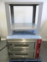 Ex Display Trinox Double Deck Electric Pizza Oven, Model PA12, S/N 40493-07, Size H75 x W100 x D120. Comes with Metal Stand.