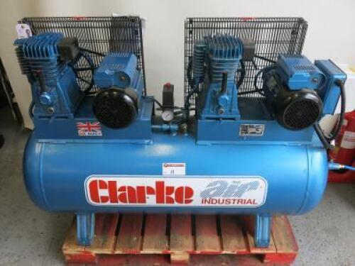 Clarke Air Industrial 2 x 4HP Compressor, 10.3Bar, Model XE37V270, DOM 2019.