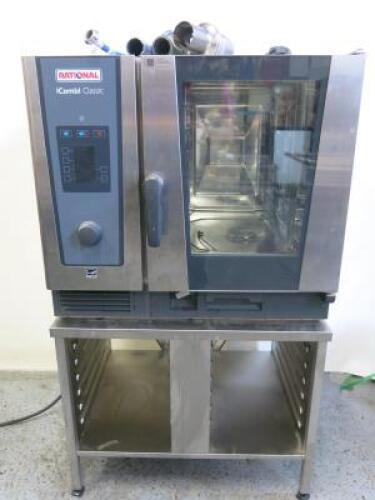 Rational iCombi Electric Classic Oven, Model LM200BE.XXAXX, S/N E61MJ22032963007, DOM 2022. Comes with Rational Stainless Steel Stand, Model LMZ300BA.BAA. Size H146 x W86 x D78.