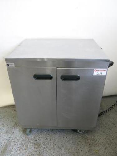 Parry 2 Door 2000w Mobile Hot Cupboard, Model 1888, S/N 170040540. Size H95 x W78 x D62cm.