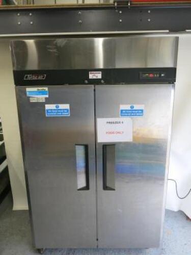 Turbo Air M3 Series Stainless Steel Double Door Reach In Freezer, Model CM3F47-2. Size H210 x W130 x D90cm.