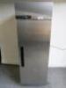 Foster Extra Stainless Steel Single Door Upright Refrigerator, Model 33-184, S/N E6002780, DOM 2021. Size H198 x W68 x D80cm.