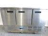 Polar Stainless Steel 3 Door Refrigerated Prep Counter, Model G622, S/N 21229935, Size H87 x W137 x D70cm.