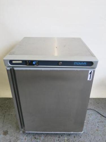 Polar Stainless Steel Under Counter Refrigerator, Model CD080, S/N 5113319. Size H85 x W60 x D60cm.