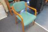 Set of 4 Wood Framed Stacking Dining Chairs with Green Fabric Seat & Back - 3